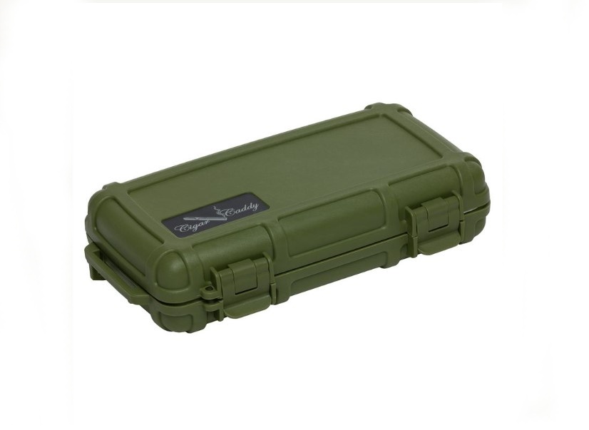 Cigar Caddy Blue kis méretű utazó humidor 5 szál szivar részére, kézre akasztható pánttal - zöld